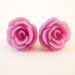 Pink Rose Stud Earrings- Surgical Steel Post Earrings- 13mm