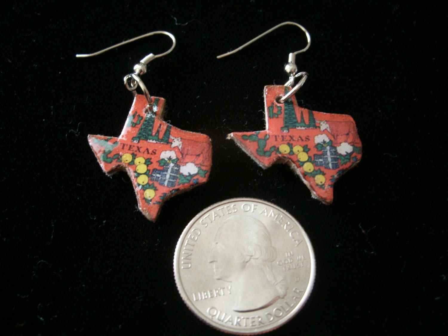 vintage texas puzzle piece tiny earrings