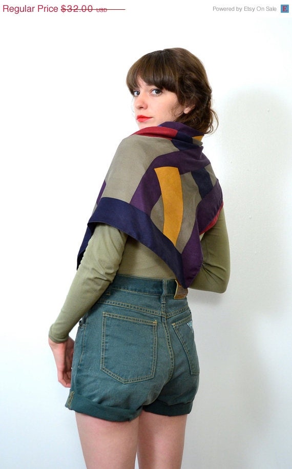 May Sale // 1990s Abstract Art Scarf
