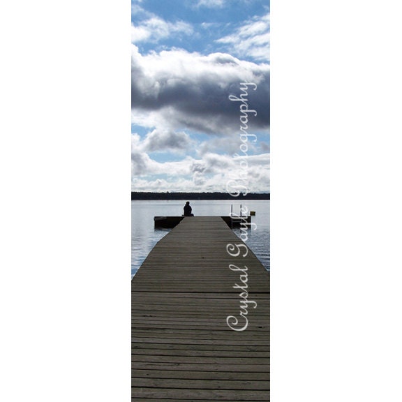 Masculine Bookmark Laminated Fishing Dock Electric Guitar Waterscape