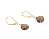 Faceted Smokey Topaz on 14K gold Fill French Wire earring