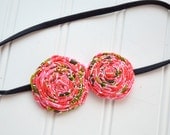 Passion Fruit Double Rolled Rosette Headband