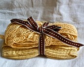 Antique laces wonderful pair of French yellow lace crafts & sewing supplies 2 yards of each Summer softness