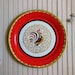 Mid Century Modern Red Tray Metal Vintage Bird Rooster