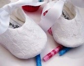 White baby shoes Christening Baptism baby shoes- Lacey White