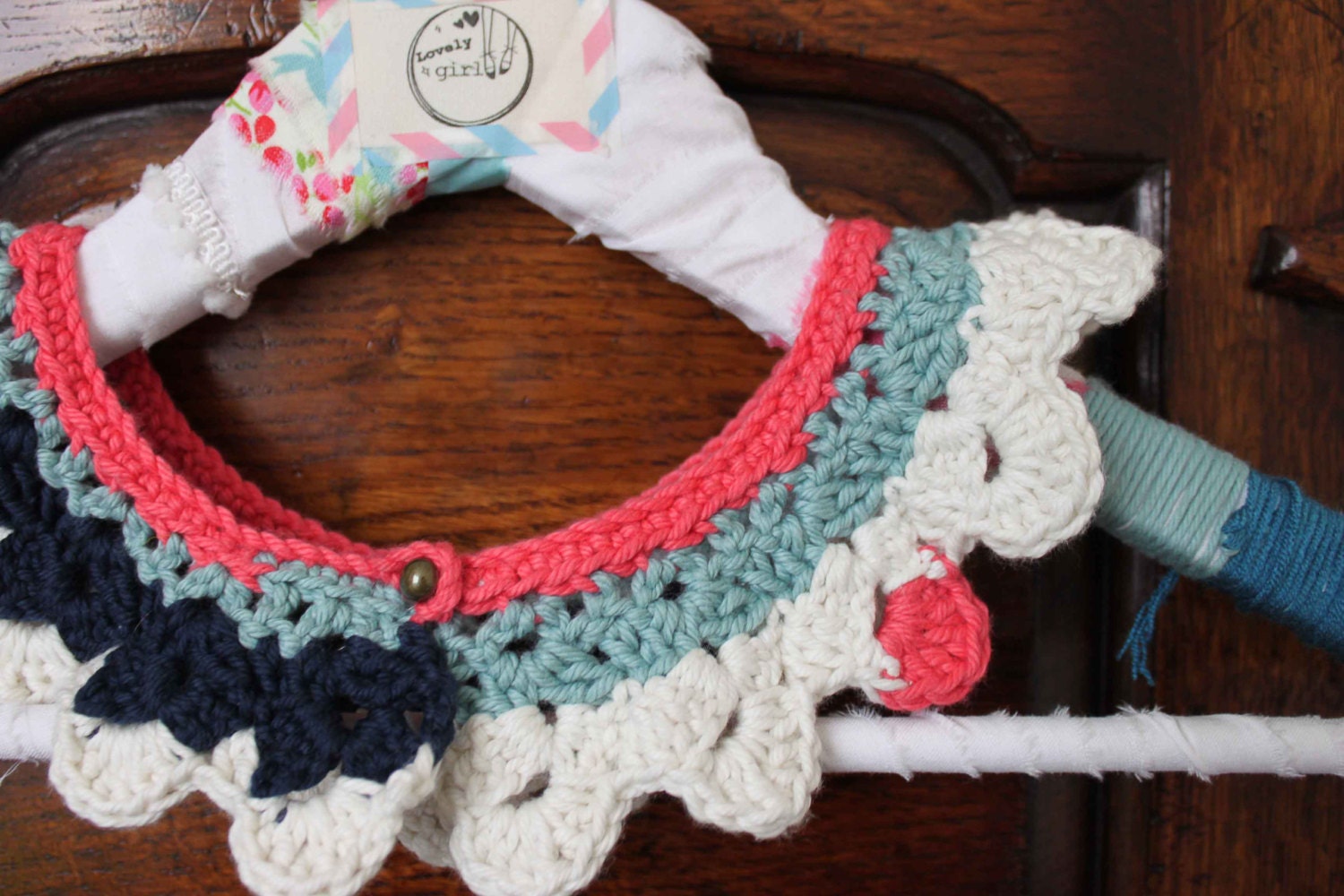 Handmade multicoloured crochet collar