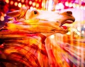 Carousel Horse - Gold and Red - Merry Go Round - Carnival Ride - Animal - Amusement Park - 11 x 14 Print - Nursery - Stallion - Color Photo