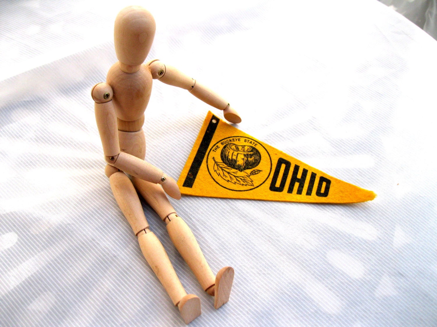 Vintage Buckeye Pennant-Ohio State-Wool Felt-Sports Banner-Yellow-Black from Tessiemay