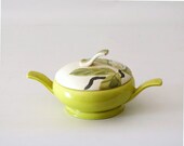 Red Wing Magnolia Sugar Bowl with Lid, Mid Century Modern, Chartreuse