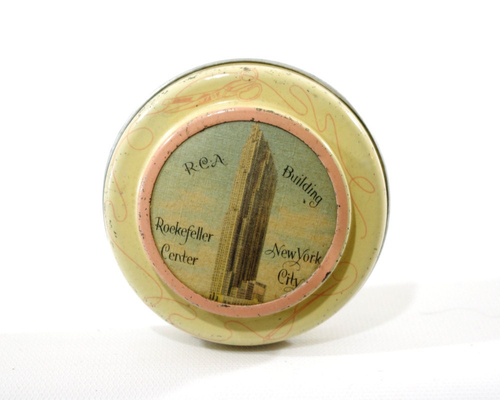 Vintage RCA Building Tin, Rockefeller Center, New York City, Sewing Box