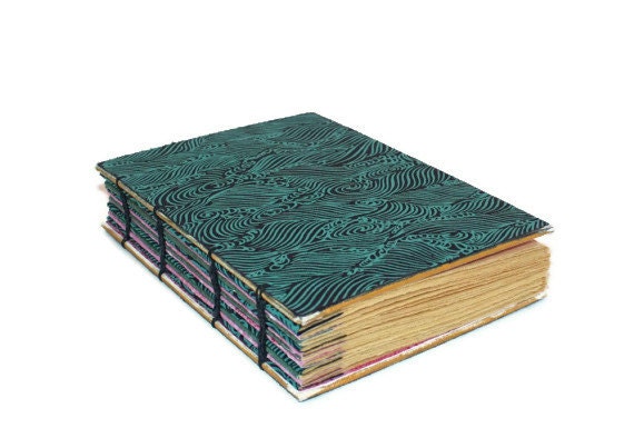 Coptic Bound Journal WIth Wave Designs