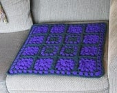 OOAK Dark Hunter Green and Dark Grape Purple - Crochet Granny Square Pet Bed Afghan Throw Blanket for Cat or Small Dog