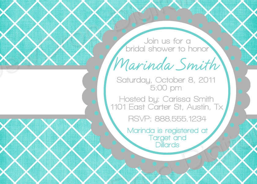 Digital Personalized Modern Chic Bridal Wedding Shower Invitation Digital File Bride DIY YOU PRINT Tiffany blue Invite