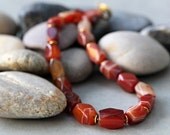 Flame - Chunky Red Agate Nugget Bead Necklace
