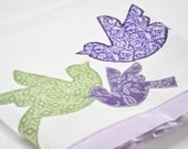 Purple and Green Bird Baby Blanket -- Organic Baby Blanket for Baby Girl