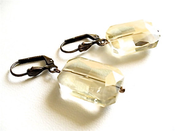 GINGER Estate Inspired Crystal Lever Back Earrings