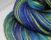 Handspun Yarn Gently Thick and Thin DK  Single Blue Faced Leicester  and Tussah Silk 'Aquarium'