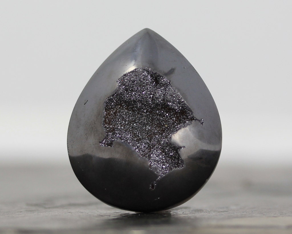 Black Knight Titanium Coated Druzy Gemstone - Jewelry Geode Setting Stone - 42mm (4523)
