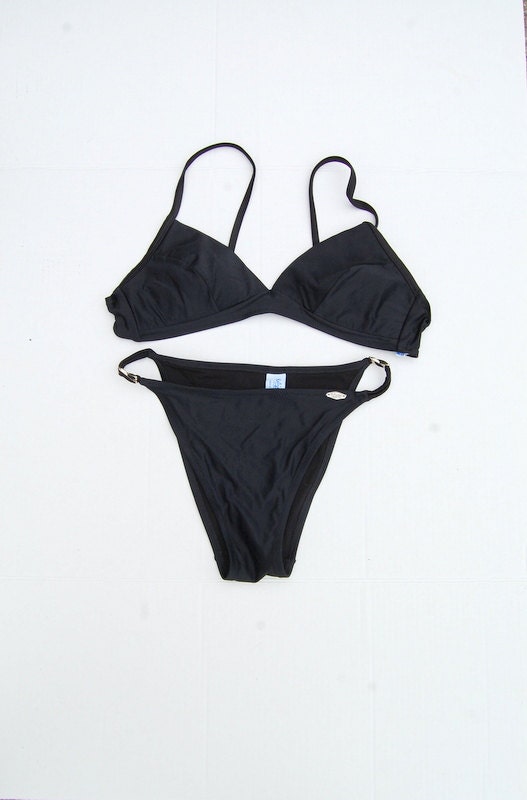 Black high cut bikini with silver 1990s