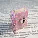 Miniature Book Necklace Charm Under Lock and Key Heart Lock and Heart Key Pink Silver Embossed