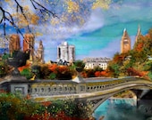 Central Park City Bridge Manhattan New York City DIY YOU PRINT Digital Download for Note Card 4 X 6 Printable Download
