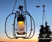 Solar Thanksgiving Chandelier Fall Holiday Mason Jar Hanging Light, Metal Pumpkin Thanksgiving Decor, Hanging Lantern Home and Living Light