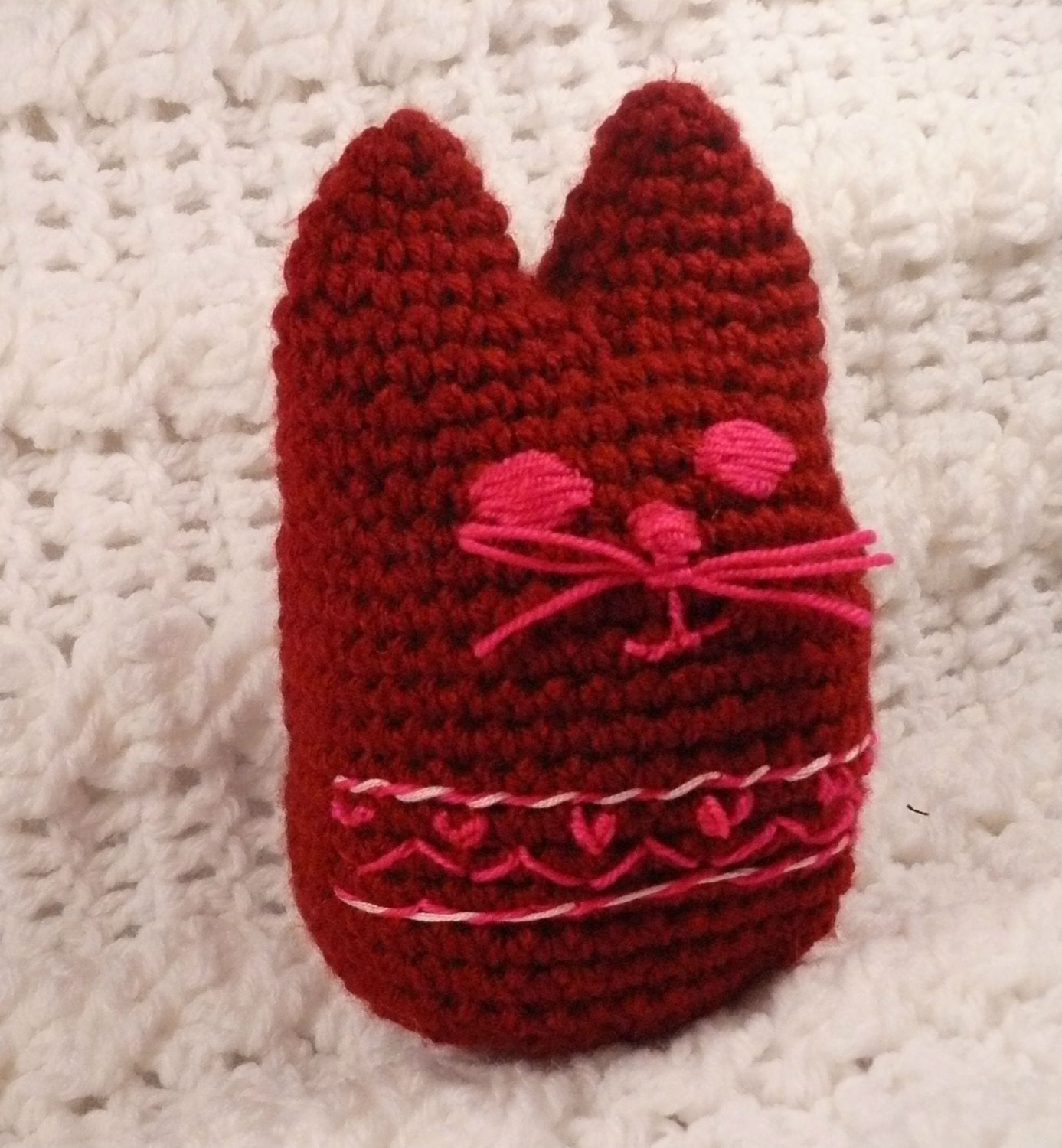 Amigurumi kitty, red and pink, Valentine's day gift