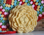 Small Granny Bloom Throw Pillow Flower Power Retro Home Decor Yellow