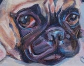 Pug portrait,  Dog portrait, Pug face, original oil by Carol DeMumbrum