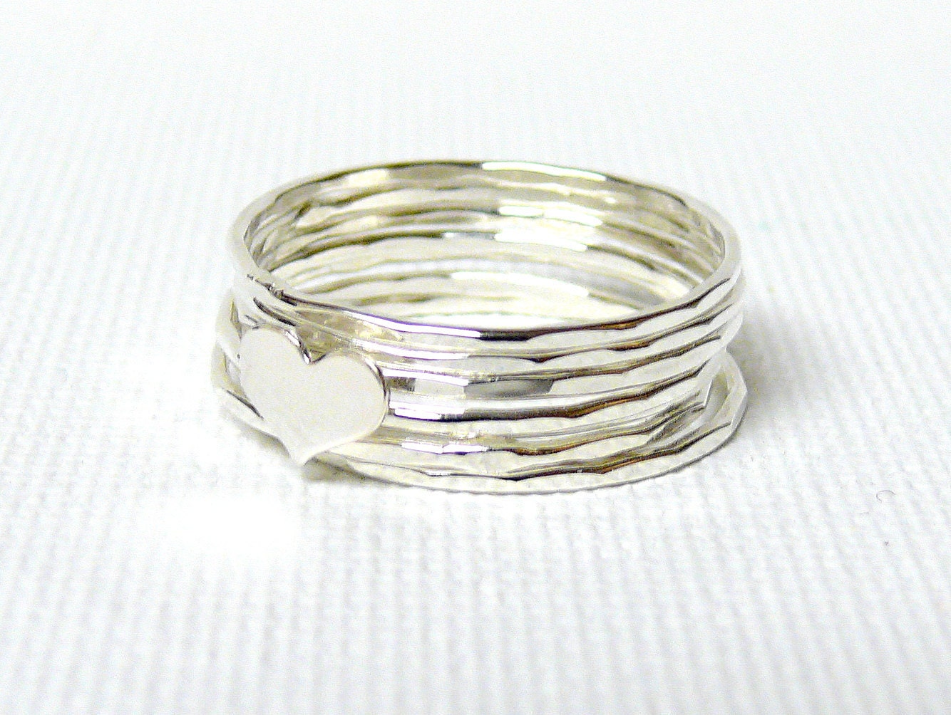 Silver heart ring Sterling silver stacking rings Love ring Sterling silver ring stack rings stackable rings hammered rings