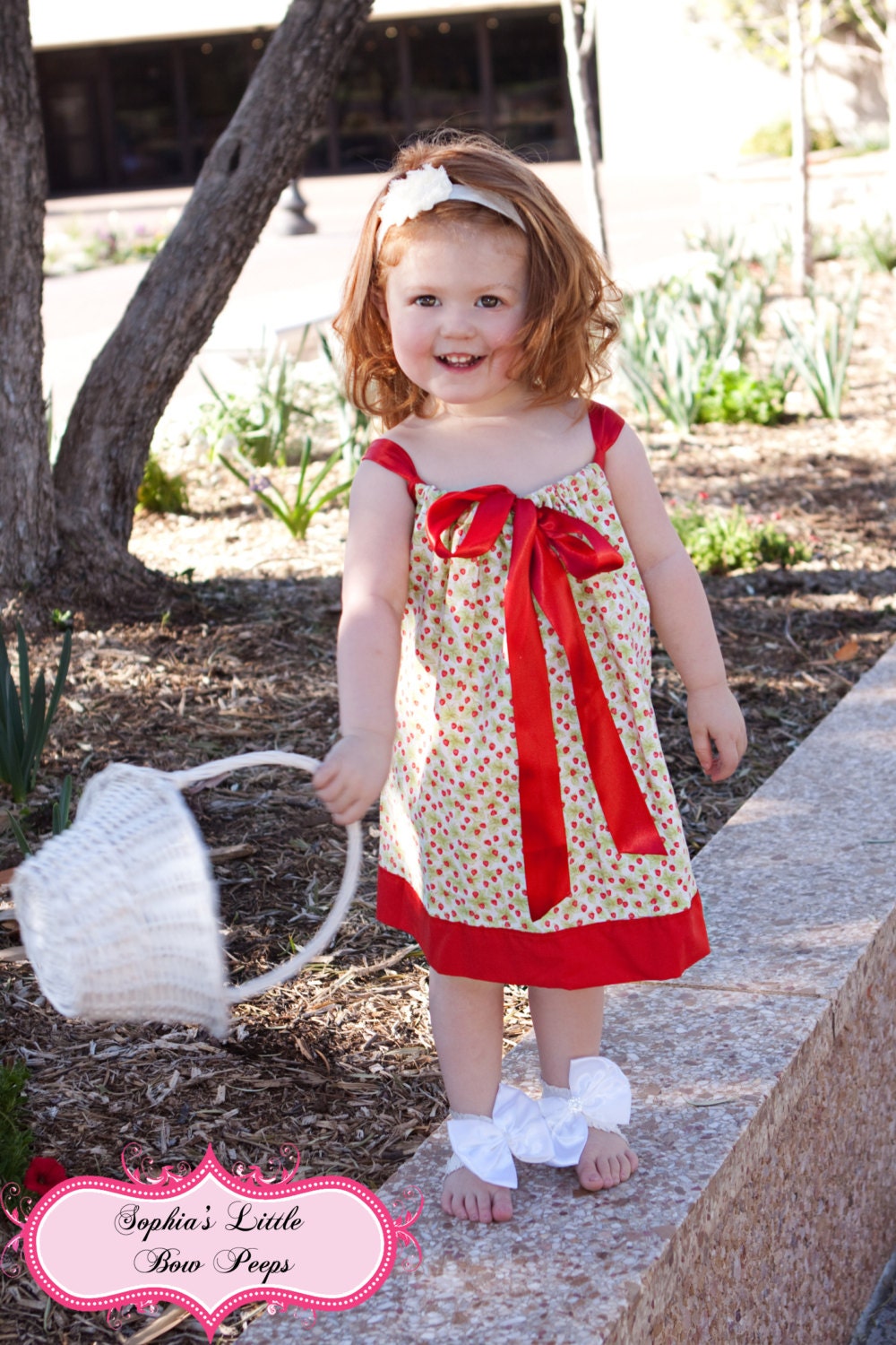 Boutique Girls' Sophisticated Vintage Strawberry Pillowcase Dress