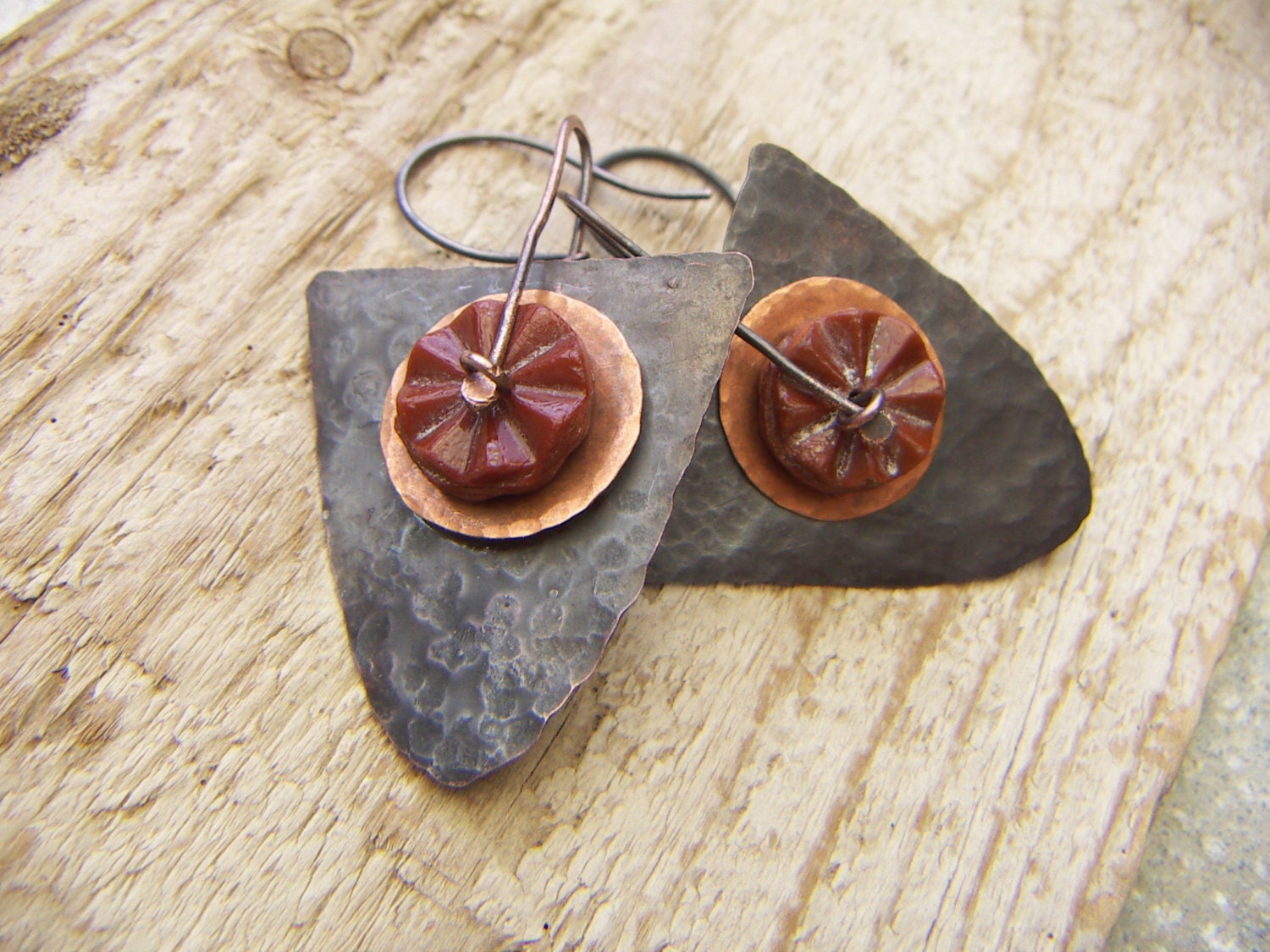 Tribal Copper Shield Earrings