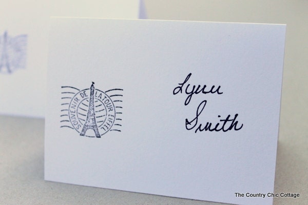 Paris France Eiffel Tower Postmark French Romantic Wedding Place Name Cards 25 pieces