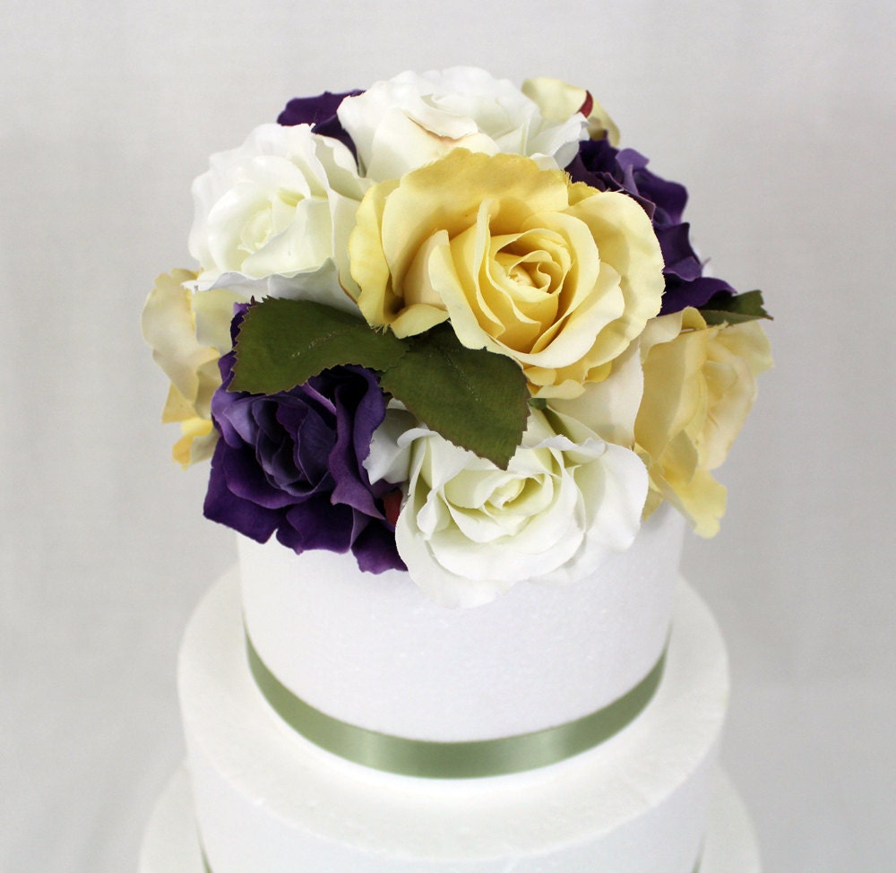 MADE TO ORDER Rose Silk Flower Wedding Cake Topper - 8 inch diameter
