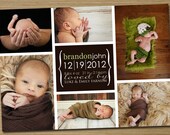 Baby Announcement: Baby Boy, Baby Girl Printable Birth Announcement (Brianna collage)