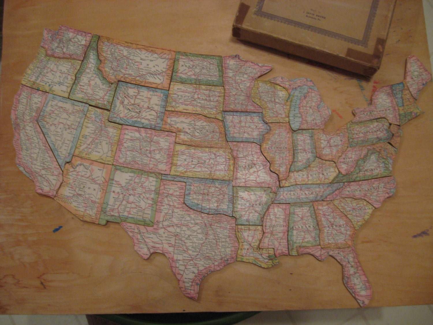 USA Map United States Puzzle Hand Cut Wood