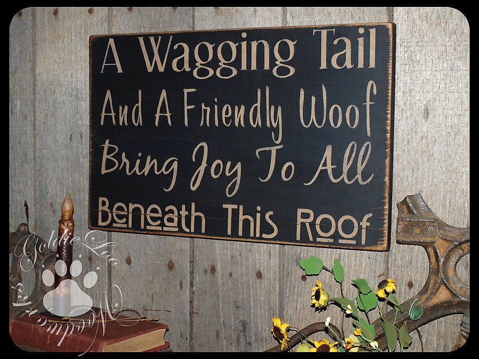 A Wagging Tail, Wood Wall Sign, Typography, Word Art, Subway Art, Handmade