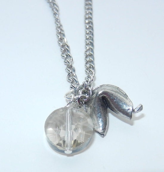 Silver Fortune Cookie Charm Necklace