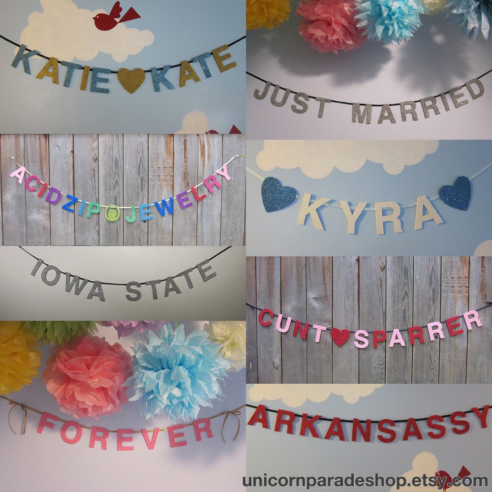 Custom Glitter Message Garland, New Colours Available