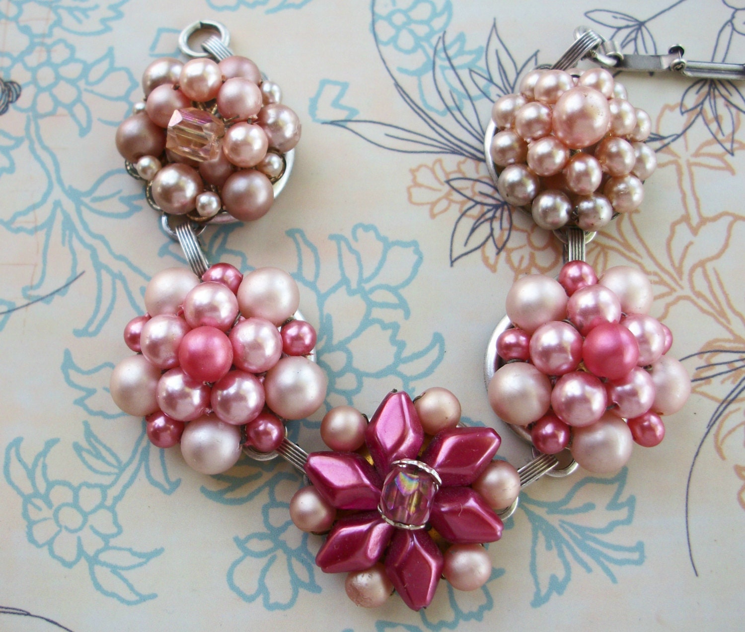 Vintage Earring Bracelet-Pretty In Pink