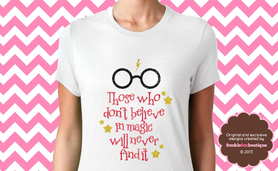 Harry Potter Shirt Believe in Magic Hogwarts Quidditch Gryffindor Slytherin Ravenclaw Hufflepuff Glitter Short Sleeve Tee Shirt