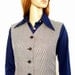 1980s Pantsuit / 80s Designer Navy Blue Gray Vest Pantsuit / Size 6