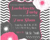 Pink & Gray Chevron Bachelorette Invitation Printed or PDF Download