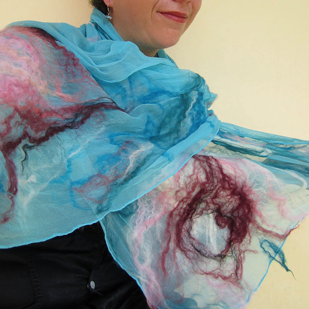 nuno felted scarf -waves-