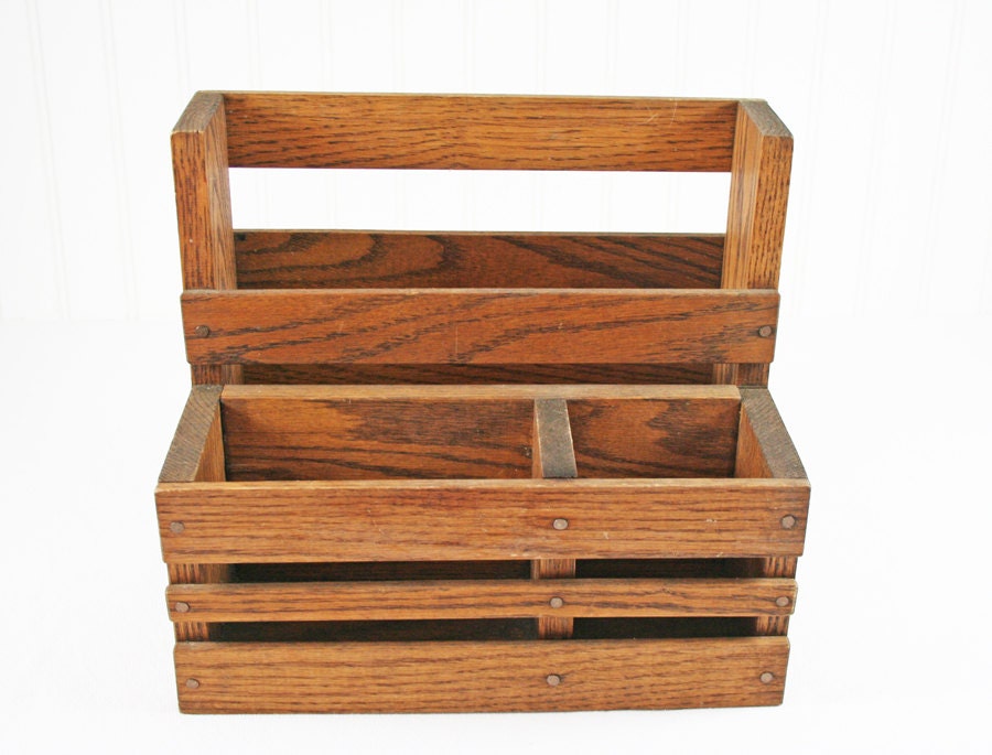Vintage Desk Organizer, Oak Display, Mid Century Office, Vintage Office Supplies