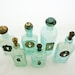 Shabby Chic Decor  -  Vintage Aqua Bottles  -  Embellished Bottles  -  Wedding Decor  -  Turquoise Home Decor
