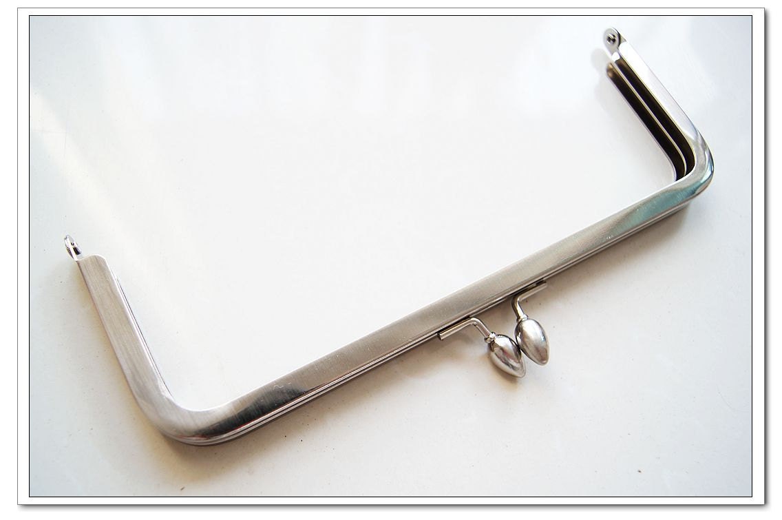 21cm kiss lock  frame clip frame purse clasp clutch metal purse frame with oval beads brushed silver