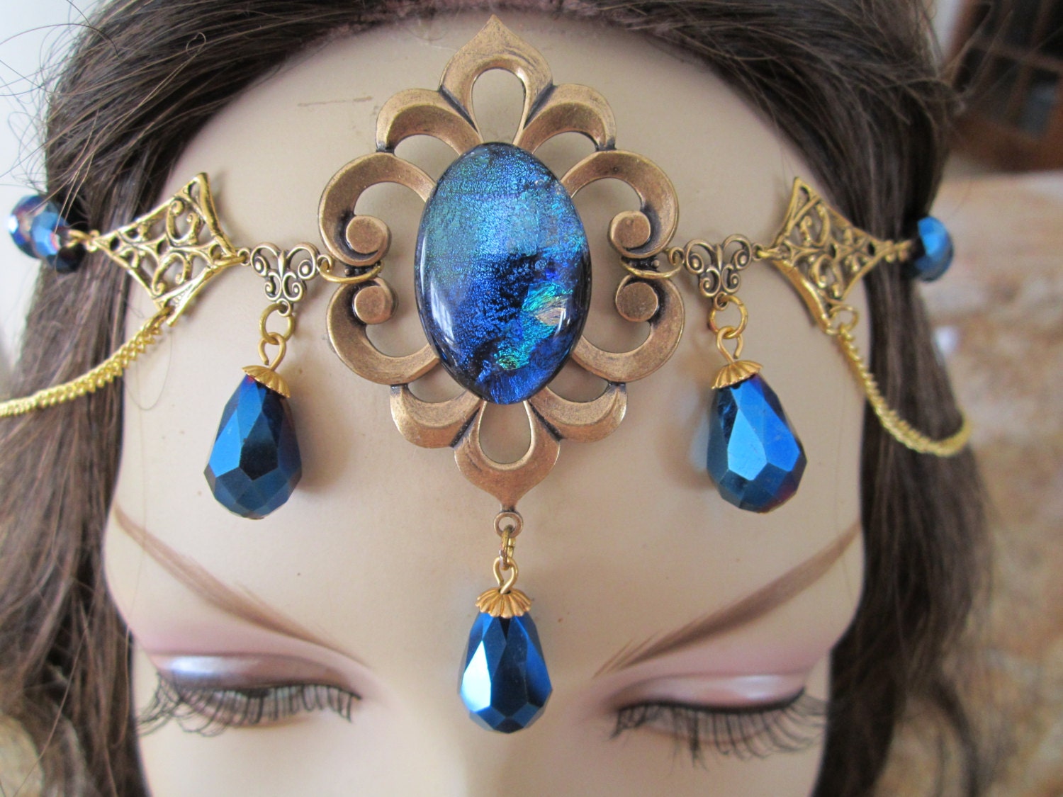 Sapphire Circlet of the Ice Sorceress Elven Celtic Druid LARP Bridal Renaissance
