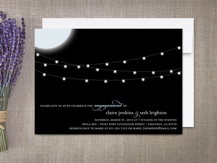 Engagement Invitations, Moonlit Hanging Lights