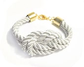 Off White Sailors Knot Bracelet, Silk Cord Ivory Nautical Knot Bracelet, Bridesmaids Rope Bracelet